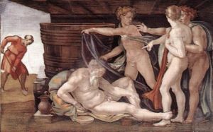 A Bebedeira de Noé (1508-1812), afresco de Michelangelo